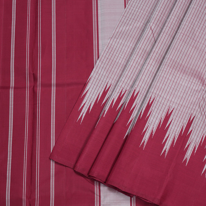 Hayagrivas Onion Pink Handloom Kanjivaram Silk Saree with Maroon Border BBD1089K2-6