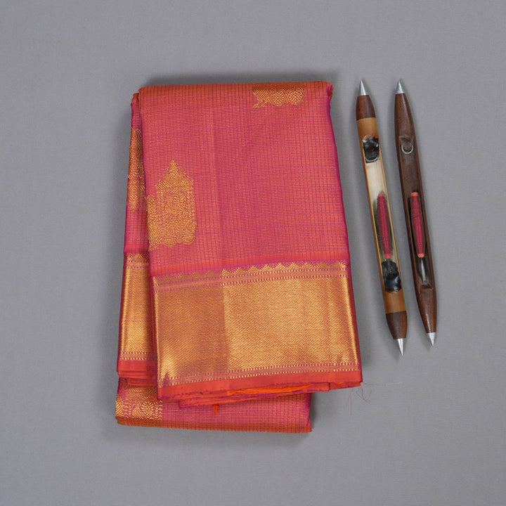 Hayagrivas Orangish Pink Handloom Kanjivaram Silk Saree BBD1195K3-1