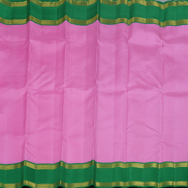 Hayagrivas Rose Pink Kanjivaram Silk Saree with Dark Green Border BBD1091K1-3