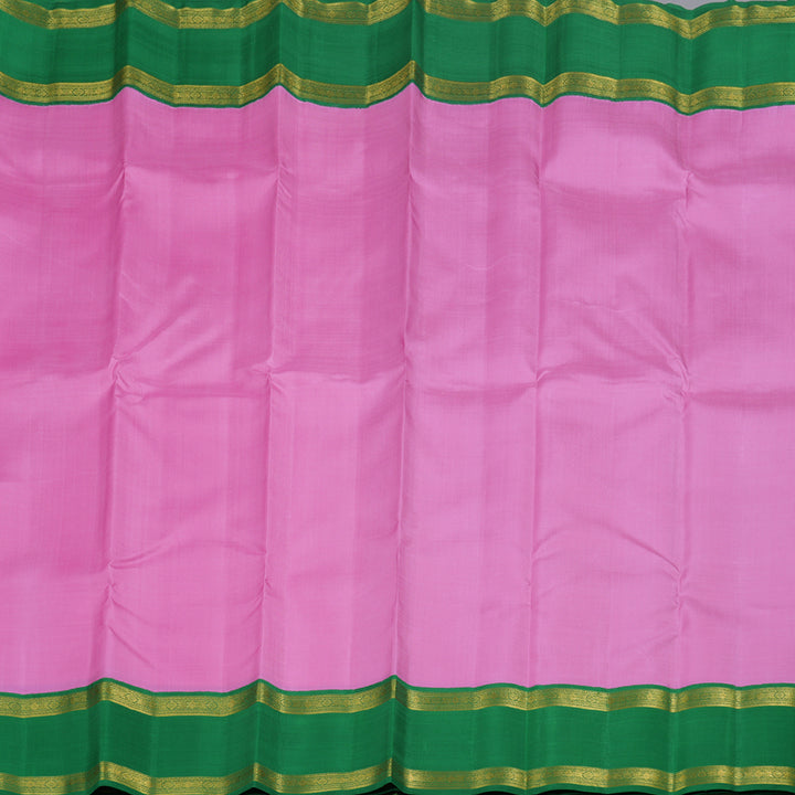 Hayagrivas Rose Pink Kanjivaram Silk Saree with Dark Green Border BBD1091K1-3