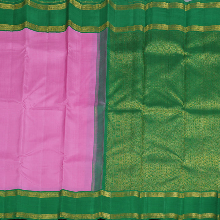 Hayagrivas Rose Pink Kanjivaram Silk Saree with Dark Green Border BBD1091K1-3