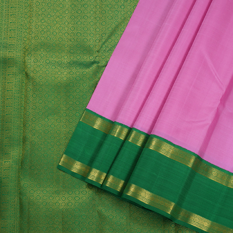 Hayagrivas Rose Pink Kanjivaram Silk Saree with Dark Green Border BBD1091K1-3