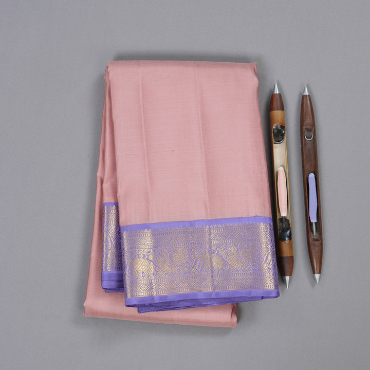 Hayagrivas Onion Pink Kanjivaram Silk Saree with Dark Lilac Border BBD1091K3-1