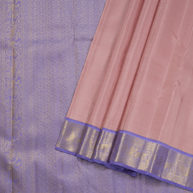 Hayagrivas Onion Pink Kanjivaram Silk Saree with Dark Lilac Border BBD1091K3-1