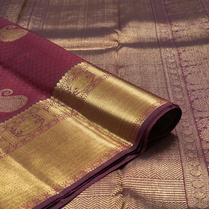 Hayagrivas Handloom Pure Kanjivaram Silk Saree in Regal Dark Maroon BBD1097K3-1