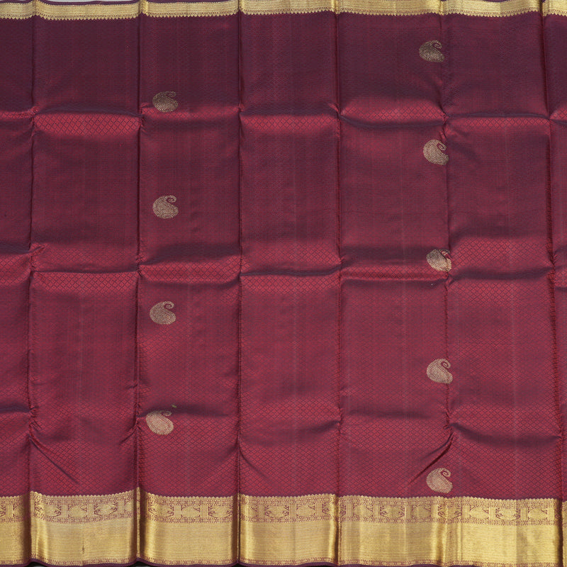 Hayagrivas Handloom Pure Kanjivaram Silk Saree in Regal Dark Maroon BBD1097K3-1