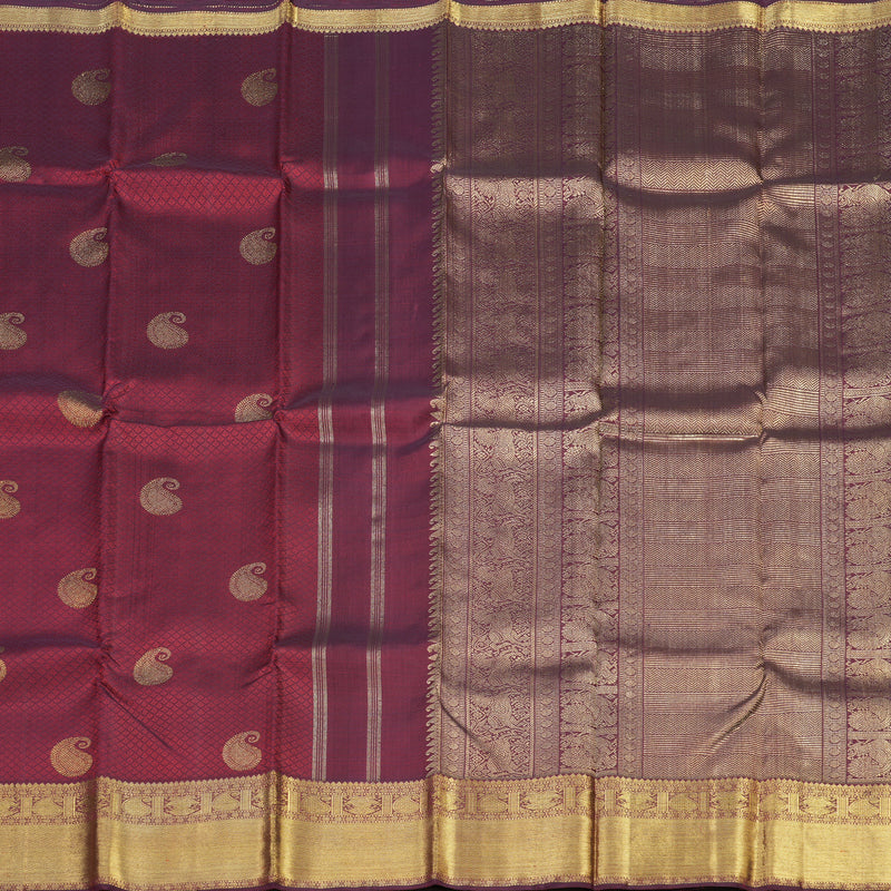 Hayagrivas Handloom Pure Kanjivaram Silk Saree in Regal Dark Maroon BBD1097K3-1