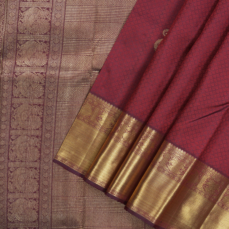 Hayagrivas Handloom Pure Kanjivaram Silk Saree in Regal Dark Maroon BBD1097K3-1