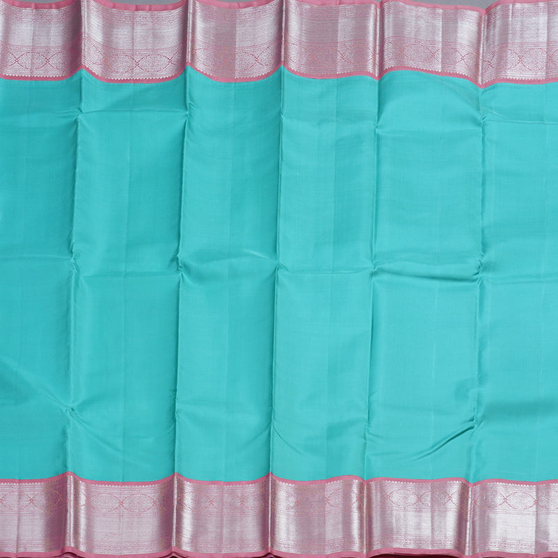 Hayagrivas Handloom Sky Blue Kanjivaram Silk Saree with Rose Pink Border BBD1099K1-1