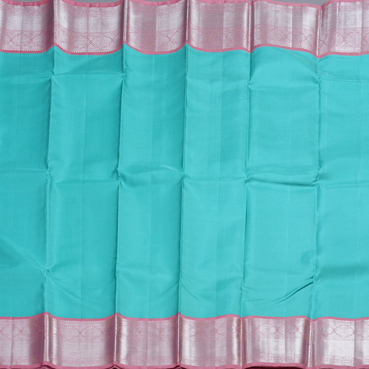 Hayagrivas Handloom Sky Blue Kanjivaram Silk Saree with Rose Pink Border BBD1099K1-1