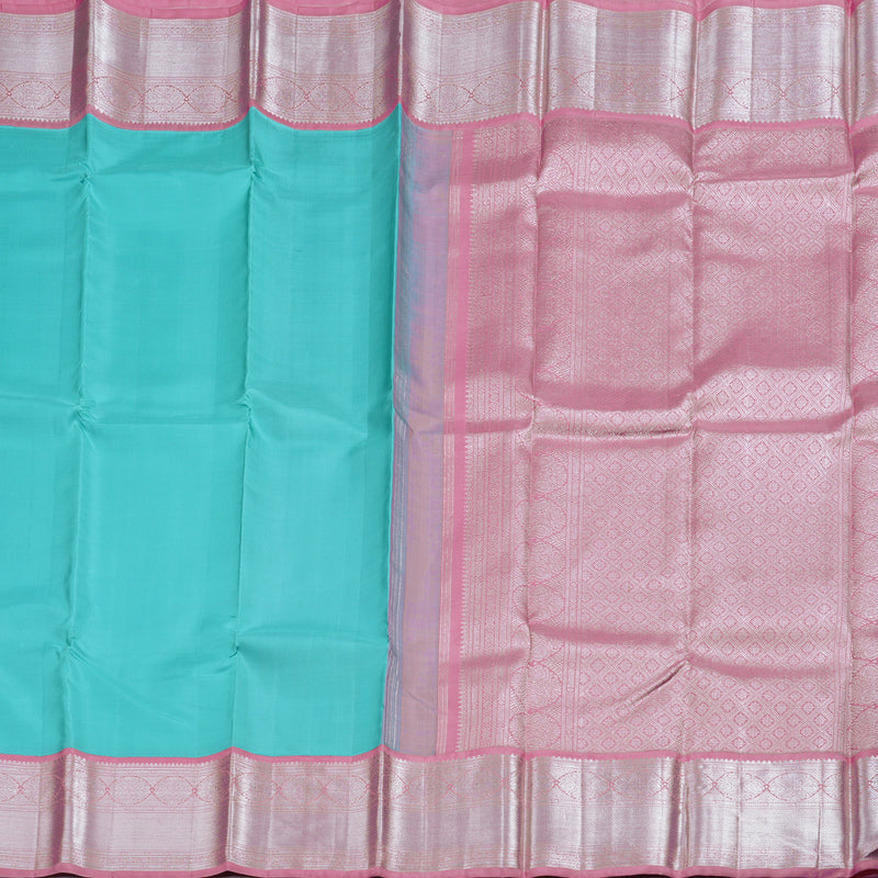 Hayagrivas Handloom Sky Blue Kanjivaram Silk Saree with Rose Pink Border BBD1099K1-1