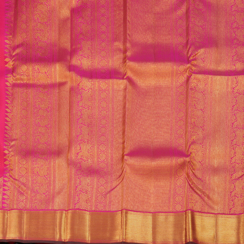 Hayagrivas Orangish Pink Kanjivaram Silk Saree with Orangish Pink Border - BBD10D5-1