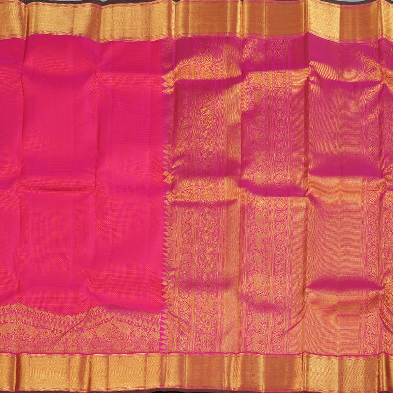 Hayagrivas Orangish Pink Kanjivaram Silk Saree with Orangish Pink Border - BBD10D5-1