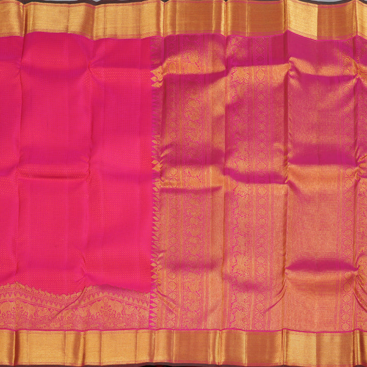 Hayagrivas Orangish Pink Kanjivaram Silk Saree with Orangish Pink Border - BBD10D5-1