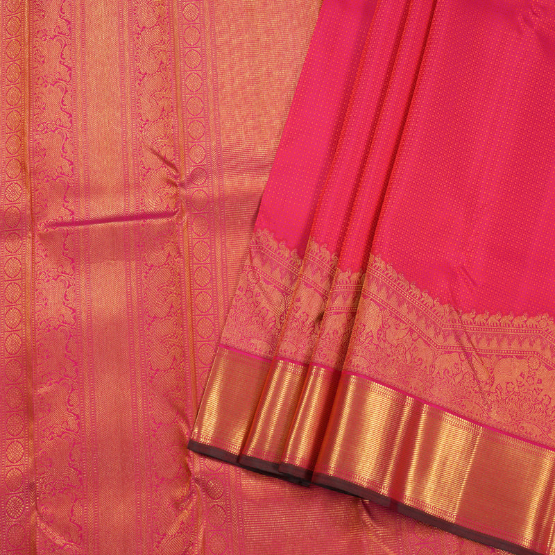 Hayagrivas Orangish Pink Kanjivaram Silk Saree with Orangish Pink Border - BBD10D5-1