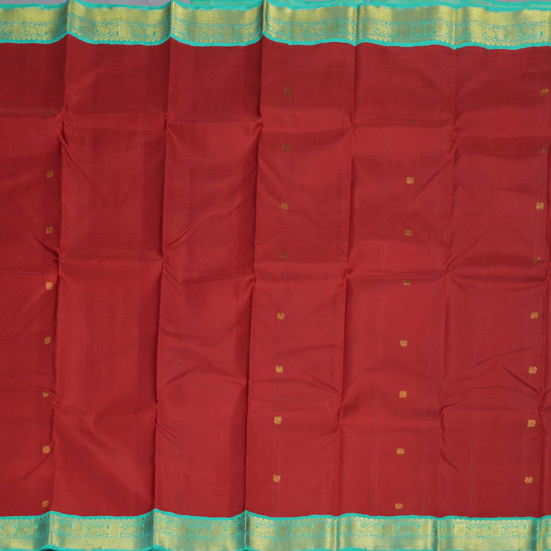 Hayagrivas Maroon Red Handloom Kanjivaram Silk Saree with Sea Green Border BBD1108K3-2