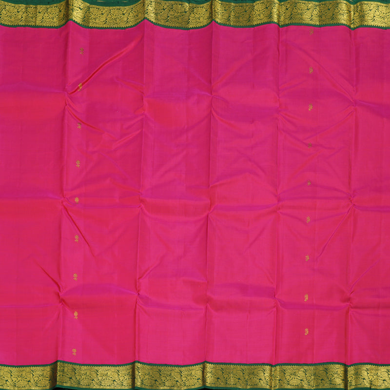 Hayagrivas Reddish Pink Handloom Kanjivaram Silk Saree with Bottle Green Border BBD1108K4-1