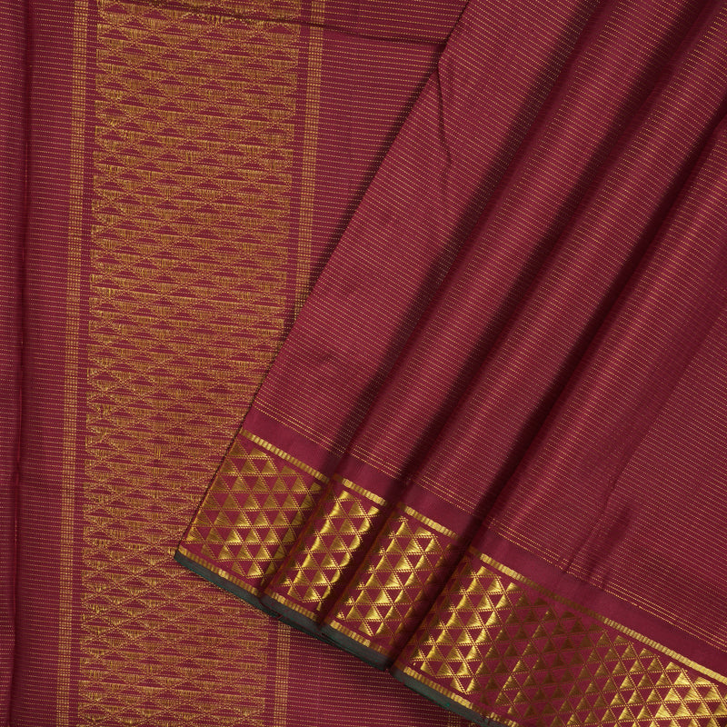 Hayagrivas Handloom Maroon Ten Yards Silk Madisar Saree BBD1109K1-1