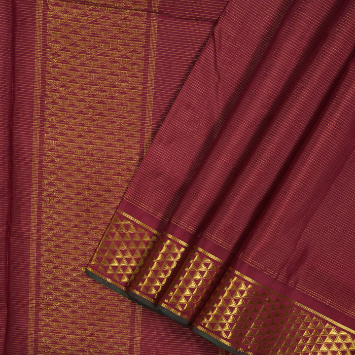 Hayagrivas Handloom Maroon Ten Yards Silk Madisar Saree BBD1109K1-1