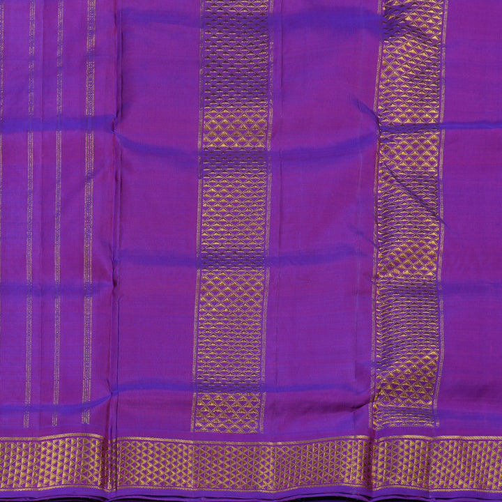 Hayagrivas Orangish Pink Handloom Kanjivaram Ten Yards Silk Saree with Purple Border BBD1109K4-1