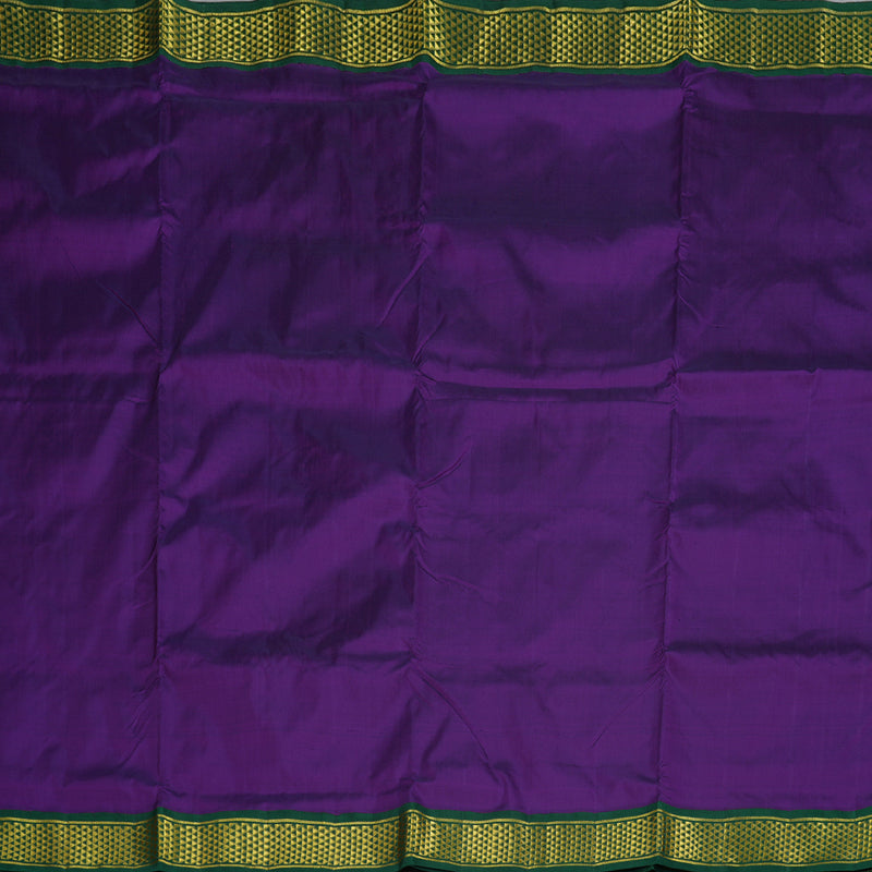 Hayagrivas Purplish Blue Handloom Kanjivaram Ten Yards Silk Saree with Bottle Green Border BBD1109K8-1