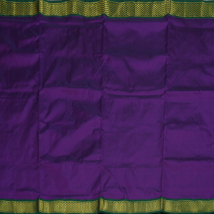 Hayagrivas Purplish Blue Handloom Kanjivaram Ten Yards Silk Saree with Bottle Green Border BBD1109K8-1