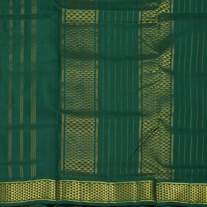 Hayagrivas Purplish Blue Handloom Kanjivaram Ten Yards Silk Saree with Bottle Green Border BBD1109K8-1