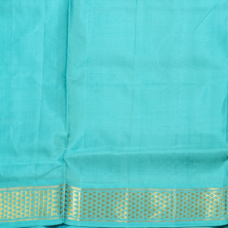 Hayagrivas Purple Handloom Kanjivaram Ten Yards Silk Saree with Sea Blue Border BBD1109K9-2