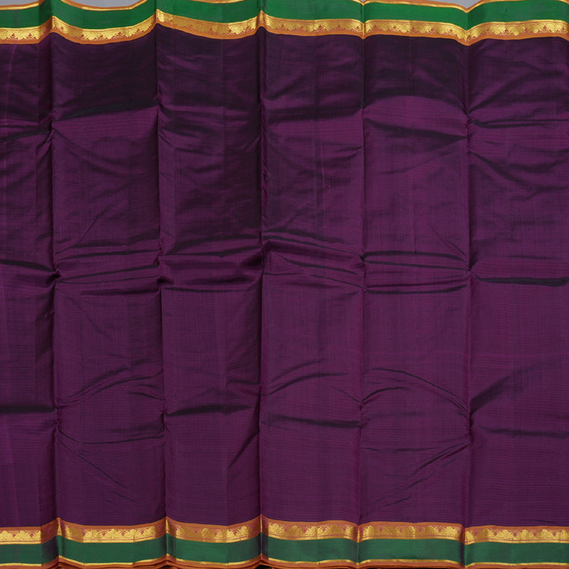 Hayagrivas Dark Purple Handloom Kanjivaram Silk Saree with Honey Mustard Border BBD1110K1-16