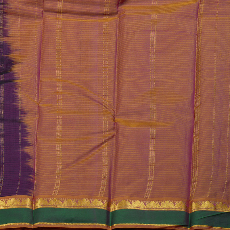 Hayagrivas Dark Purple Handloom Kanjivaram Silk Saree with Honey Mustard Border BBD1110K1-16