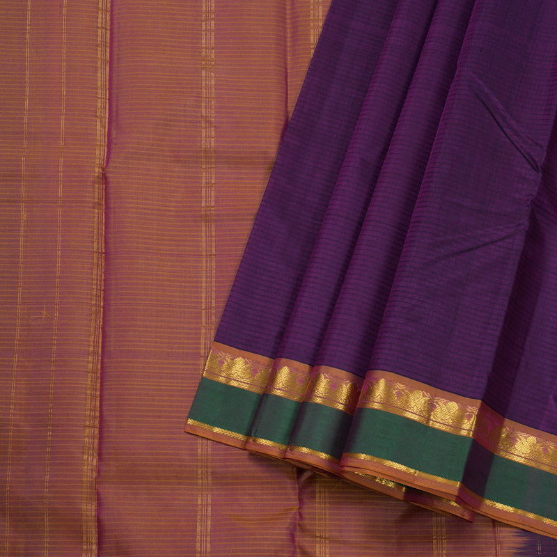 Hayagrivas Dark Purple Handloom Kanjivaram Silk Saree with Honey Mustard Border BBD1110K1-16