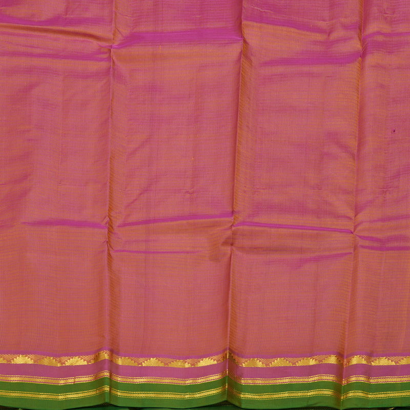 Hayagrivas Mustard Handloom Kanjivaram Silk Saree with Pink With Green Border BBD1110K1-4