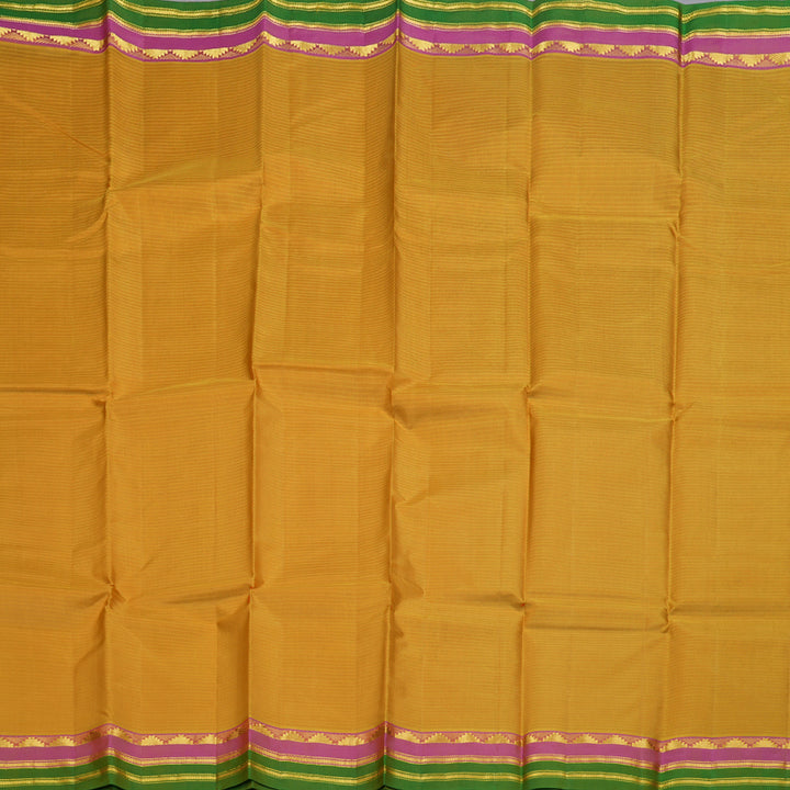 Hayagrivas Mustard Handloom Kanjivaram Silk Saree with Pink With Green Border BBD1110K1-4