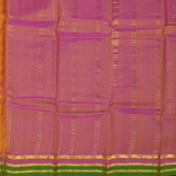 Hayagrivas Mustard Handloom Kanjivaram Silk Saree with Pink With Green Border BBD1110K1-4