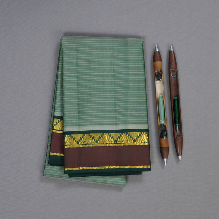 Hayagrivas Light Green Handloom Kanjivaram Silk Saree with Mandhalir Border BBD1110K1-9