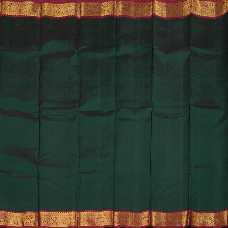 Hayagrivas Bottle Green Handloom Kanjivaram Silk Saree with Maroon Border BBD1111K9-1