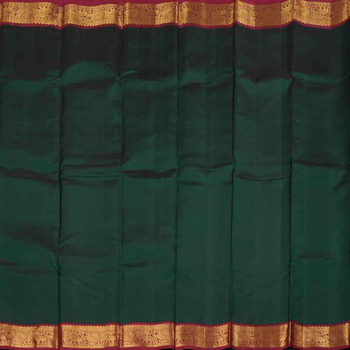 Hayagrivas Bottle Green Handloom Kanjivaram Silk Saree with Maroon Border BBD1111K9-1