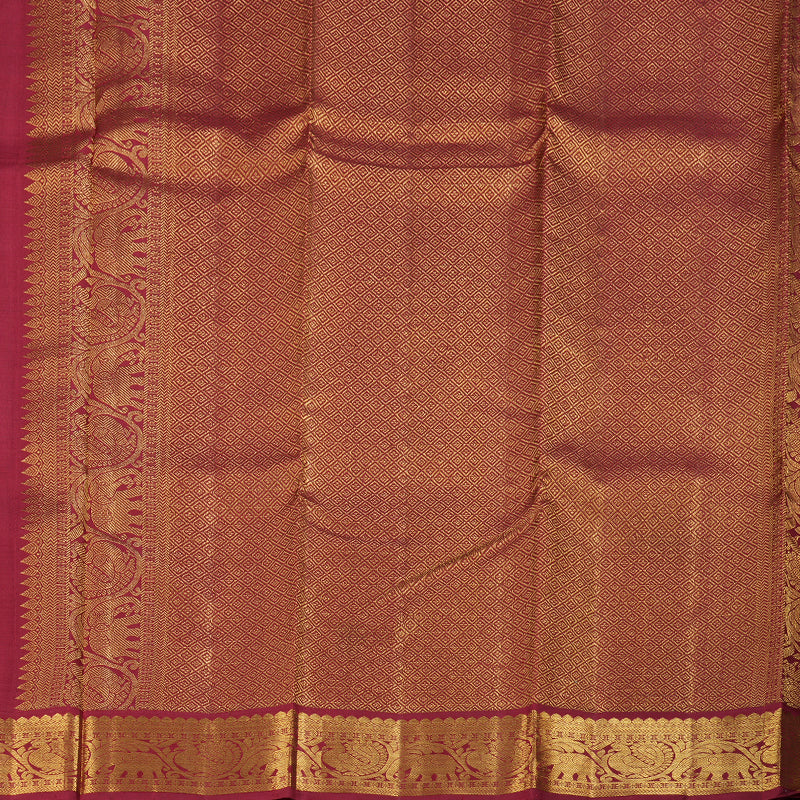 Hayagrivas Bottle Green Handloom Kanjivaram Silk Saree with Maroon Border BBD1111K9-1