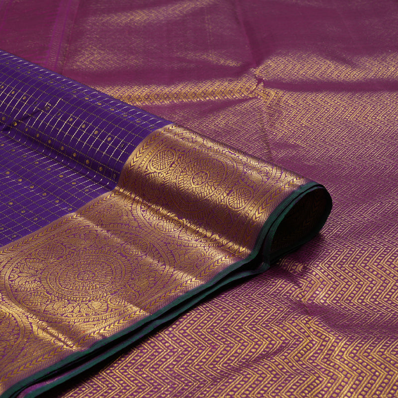 Hayagrivas Blue Handloom Kanjivaram Silk Saree with Dark Purple Border BBD1112K1-1