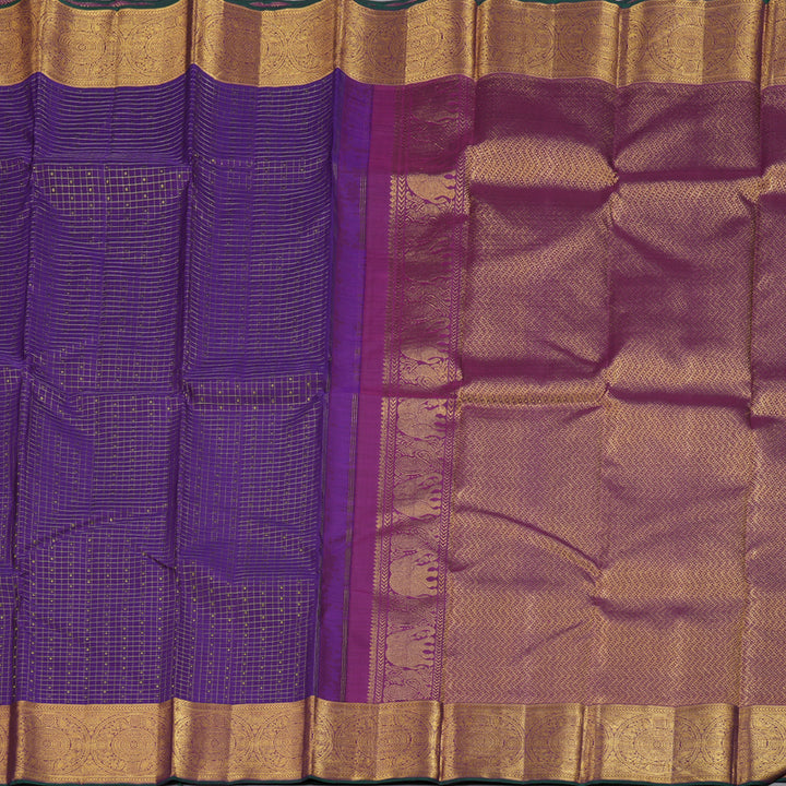 Hayagrivas Blue Handloom Kanjivaram Silk Saree with Dark Purple Border BBD1112K1-1