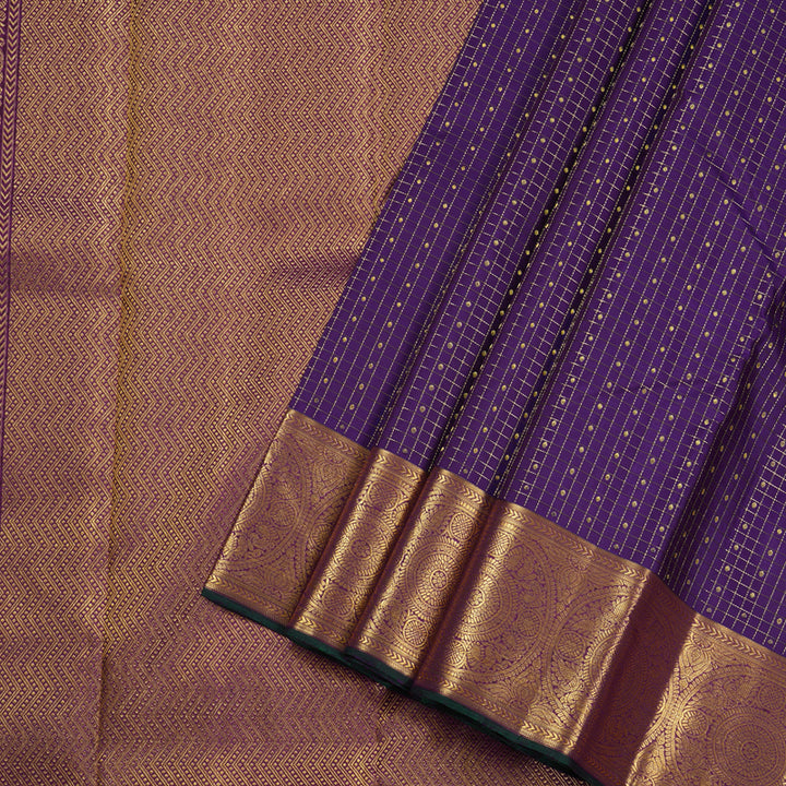 Hayagrivas Blue Handloom Kanjivaram Silk Saree with Dark Purple Border BBD1112K1-1