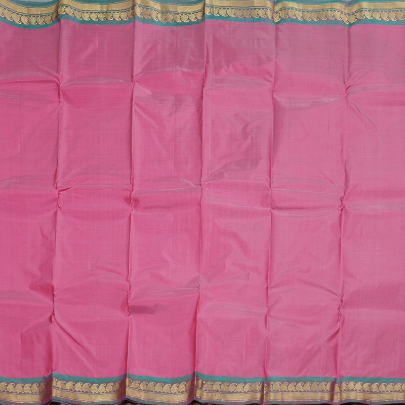 Hayagrivas Rose Pink Handloom Kanjivaram Silk Saree with Dual Tone (Sea Blue With Pink) Border BBD1113K1-13