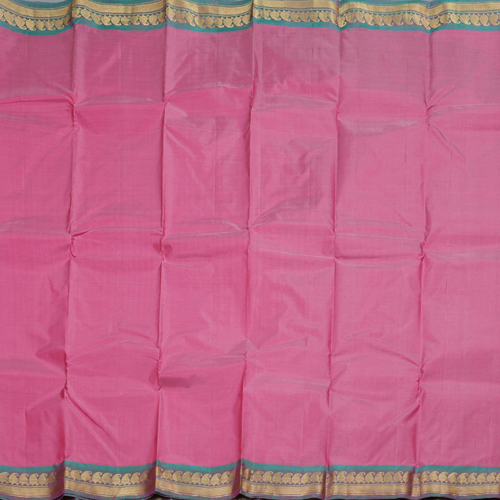 Hayagrivas Rose Pink Handloom Kanjivaram Silk Saree with Dual Tone (Sea Blue With Pink) Border BBD1113K1-13