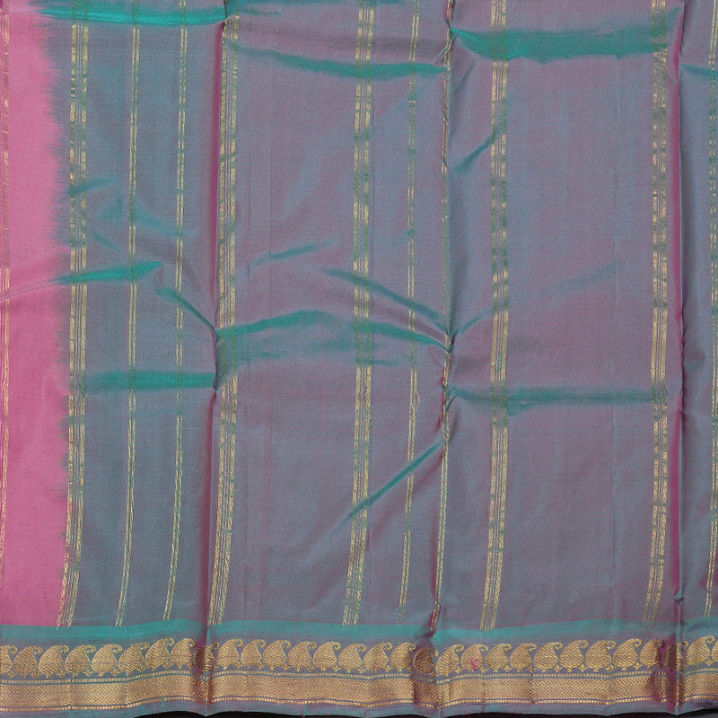 Hayagrivas Rose Pink Handloom Kanjivaram Silk Saree with Dual Tone (Sea Blue With Pink) Border BBD1113K1-13