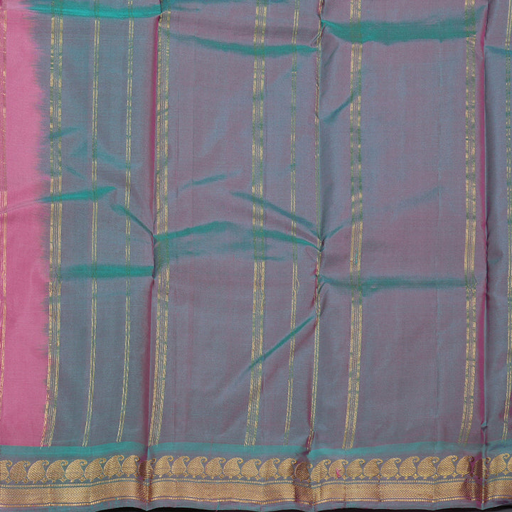 Hayagrivas Rose Pink Handloom Kanjivaram Silk Saree with Dual Tone (Sea Blue With Pink) Border BBD1113K1-13