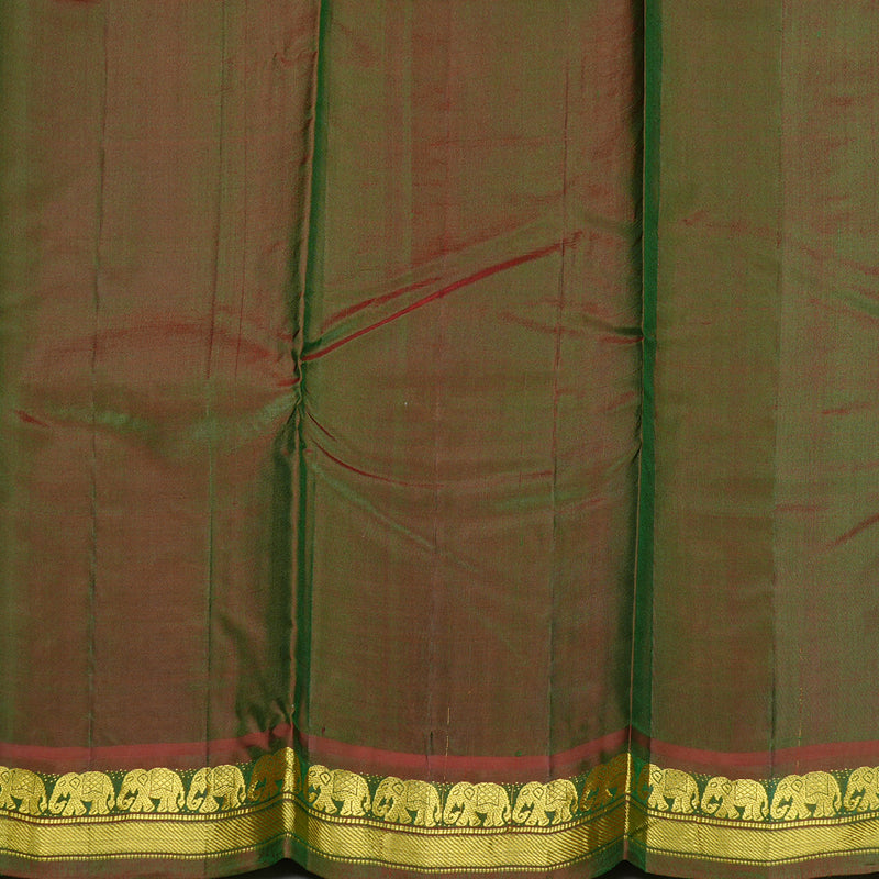 Hayagrivas Bottle Green Handloom Kanjivaram Silk Saree with Mandhalir Border BBD1113K1-19