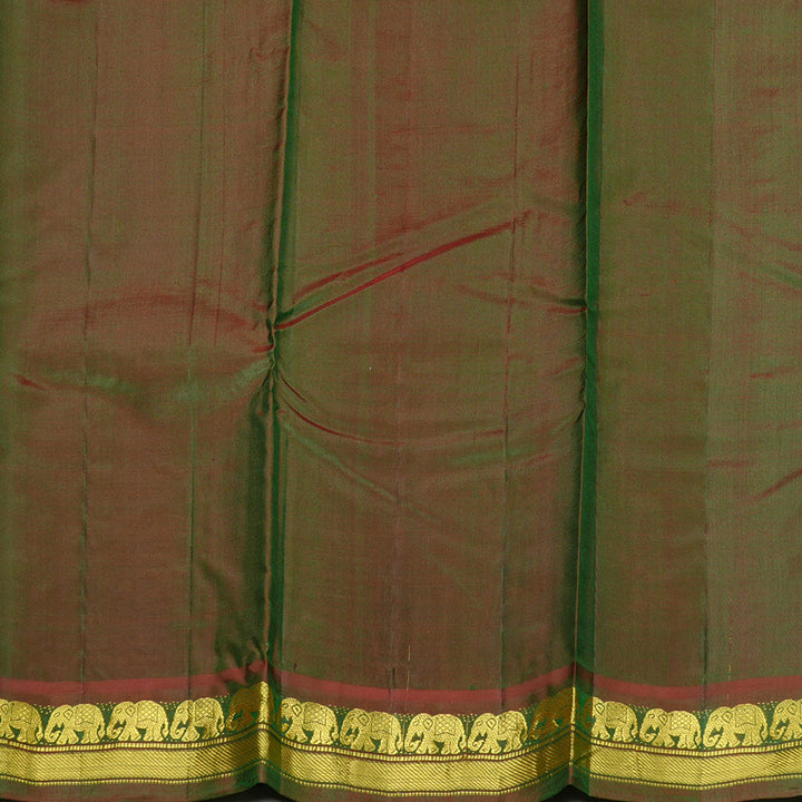 Hayagrivas Bottle Green Handloom Kanjivaram Silk Saree with Mandhalir Border BBD1113K1-19
