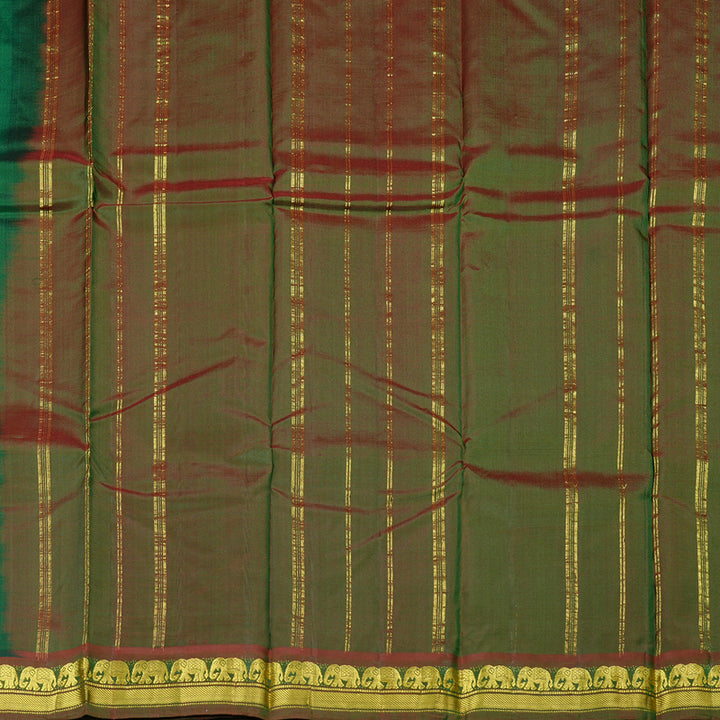 Hayagrivas Bottle Green Handloom Kanjivaram Silk Saree with Mandhalir Border BBD1113K1-19