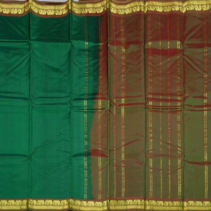 Hayagrivas Bottle Green Handloom Kanjivaram Silk Saree with Mandhalir Border BBD1113K1-19