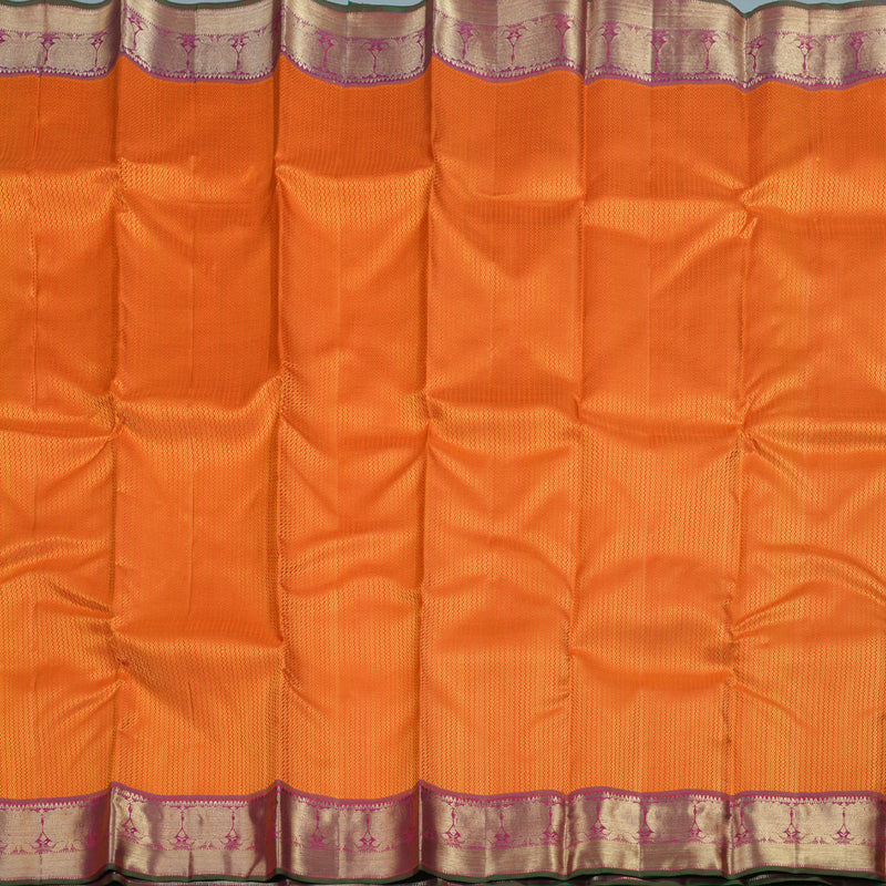 Hayagrivas Dark Orange Handloom Kanjivaram Silk Saree with Redish Pink Border BBD1117K1-1